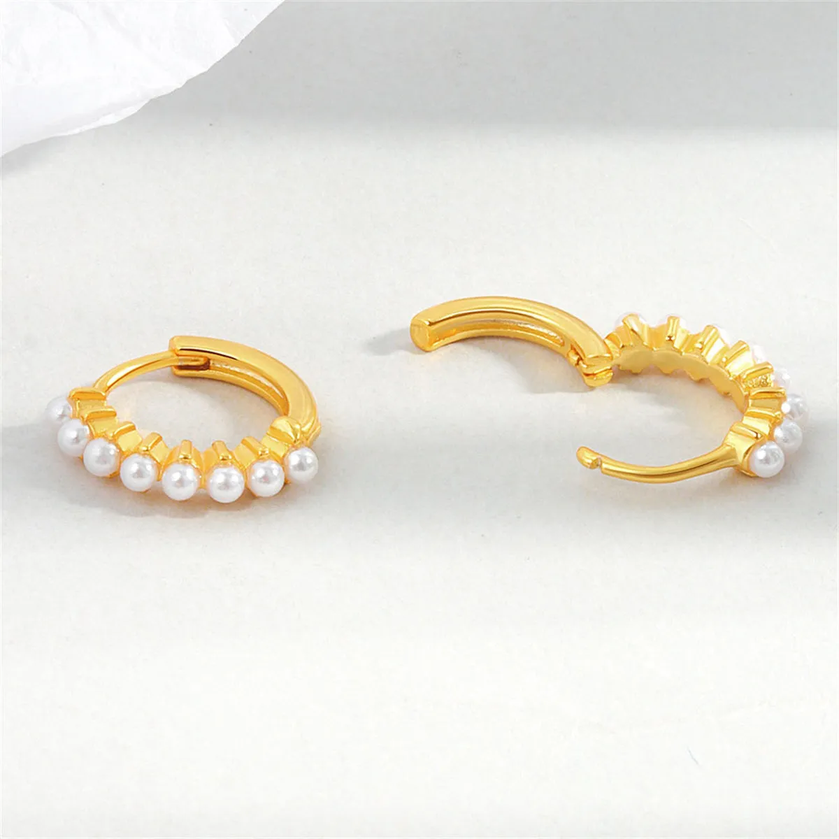 Pearl & 18K Gold-Plated Huggie Earrings