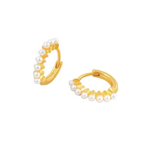 Pearl & 18K Gold-Plated Huggie Earrings