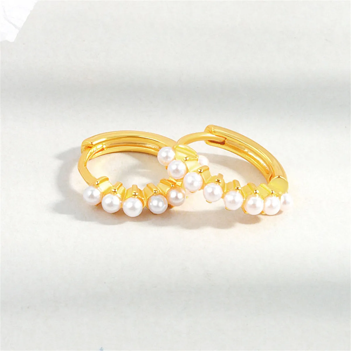 Pearl & 18K Gold-Plated Huggie Earrings