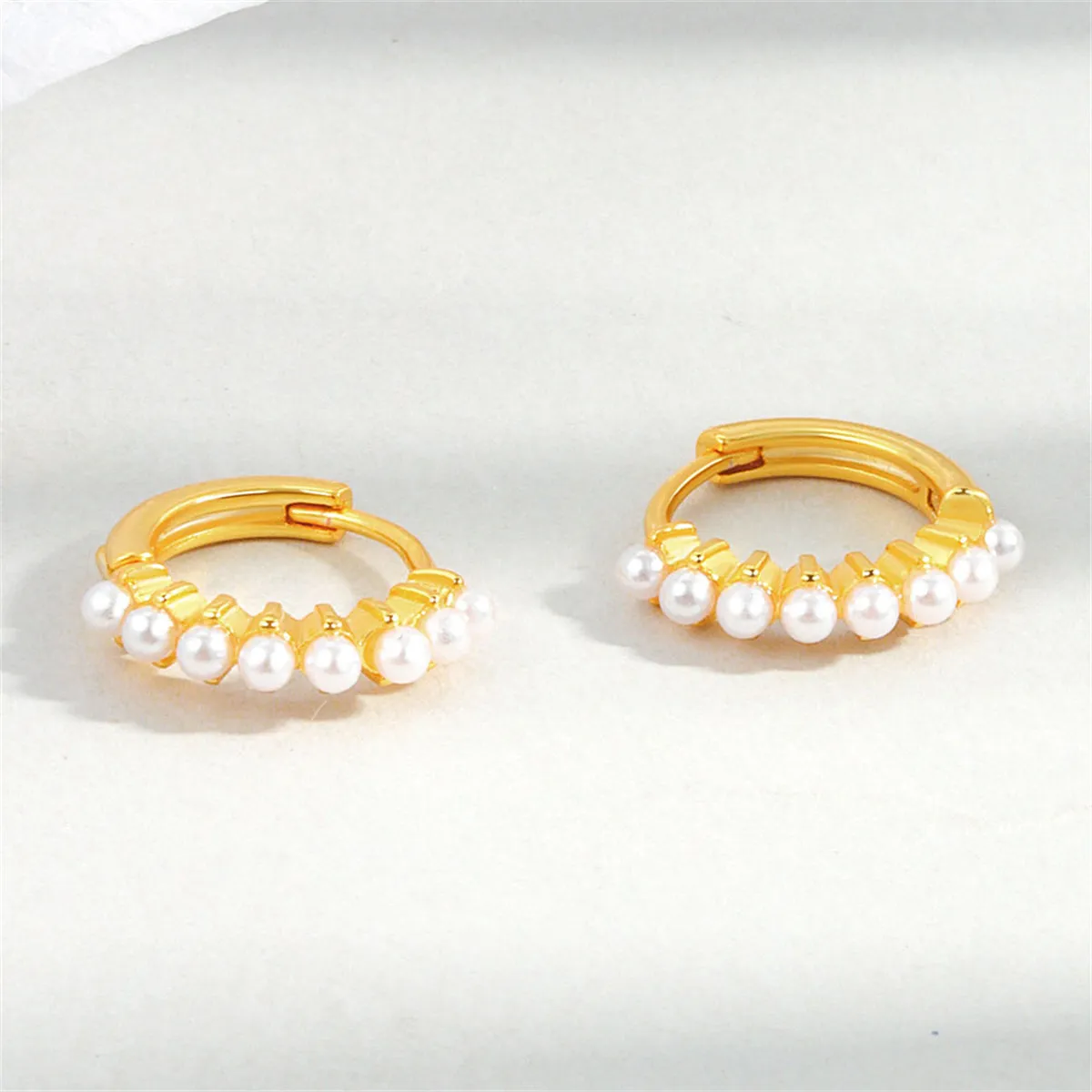 Pearl & 18K Gold-Plated Huggie Earrings