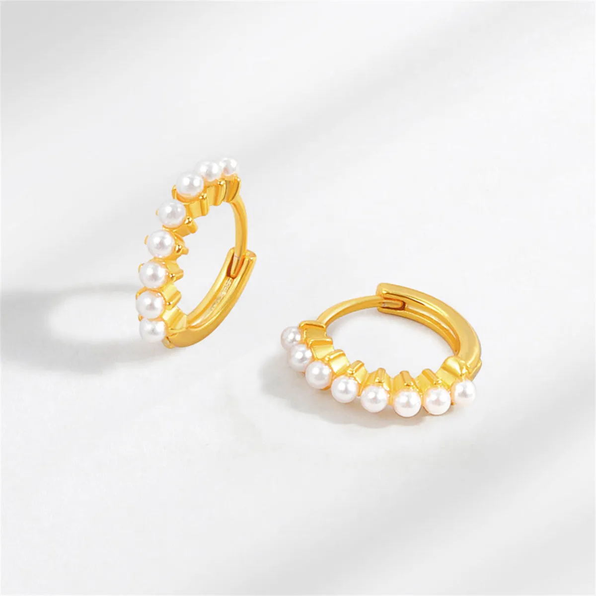 Pearl & 18K Gold-Plated Huggie Earrings