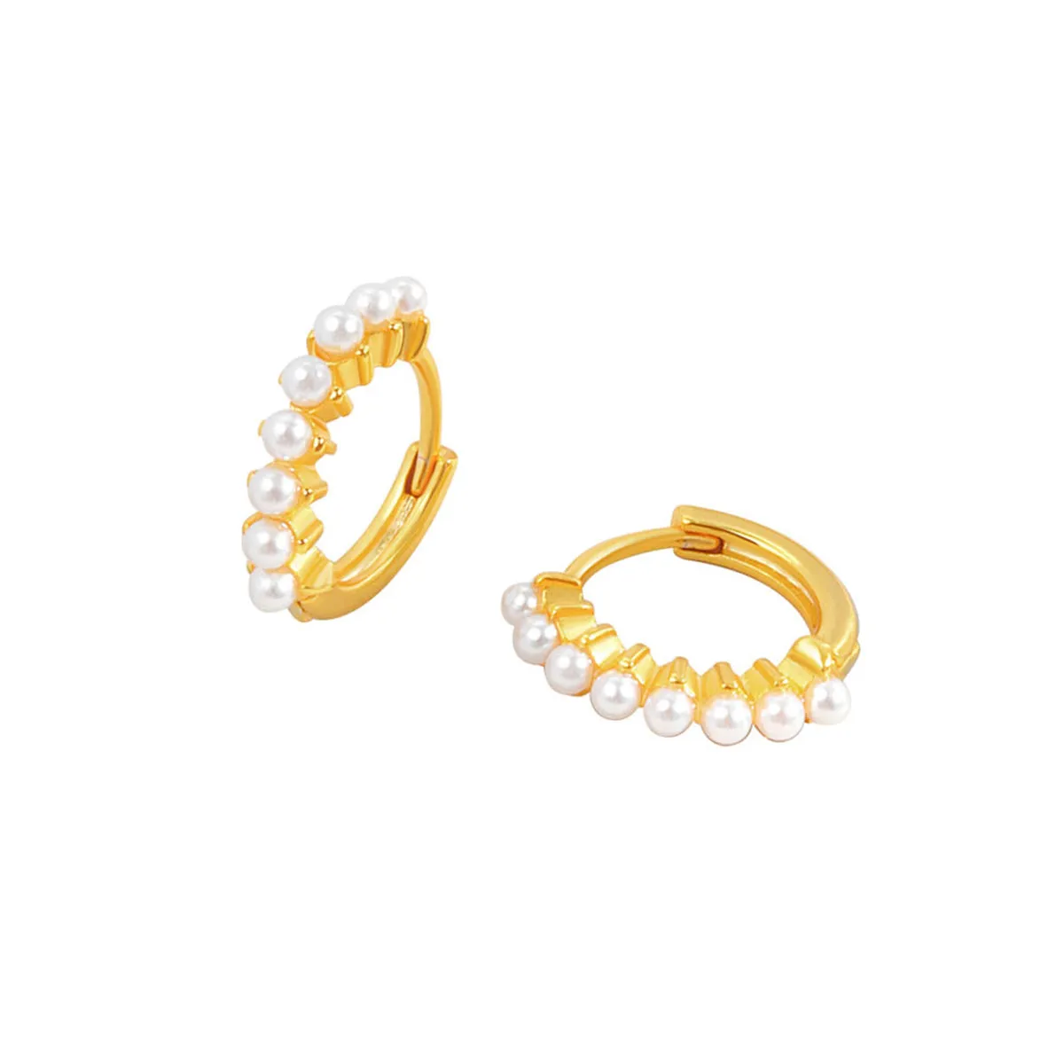 Pearl & 18K Gold-Plated Huggie Earrings
