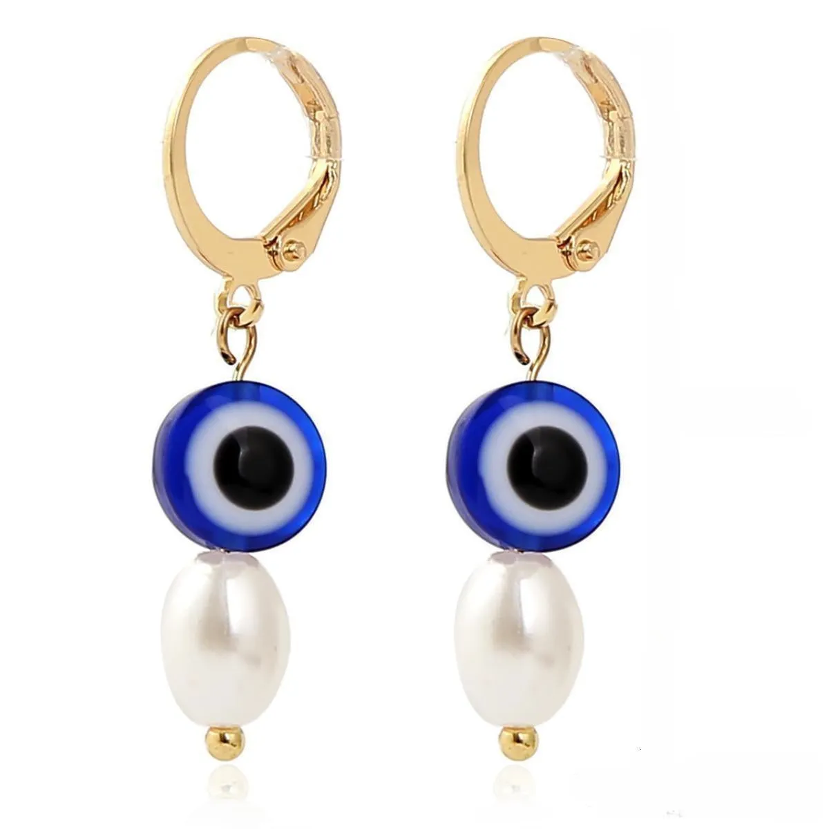 Pearl & Acrylic 18K Gold-Plated Eye Huggie Earrings