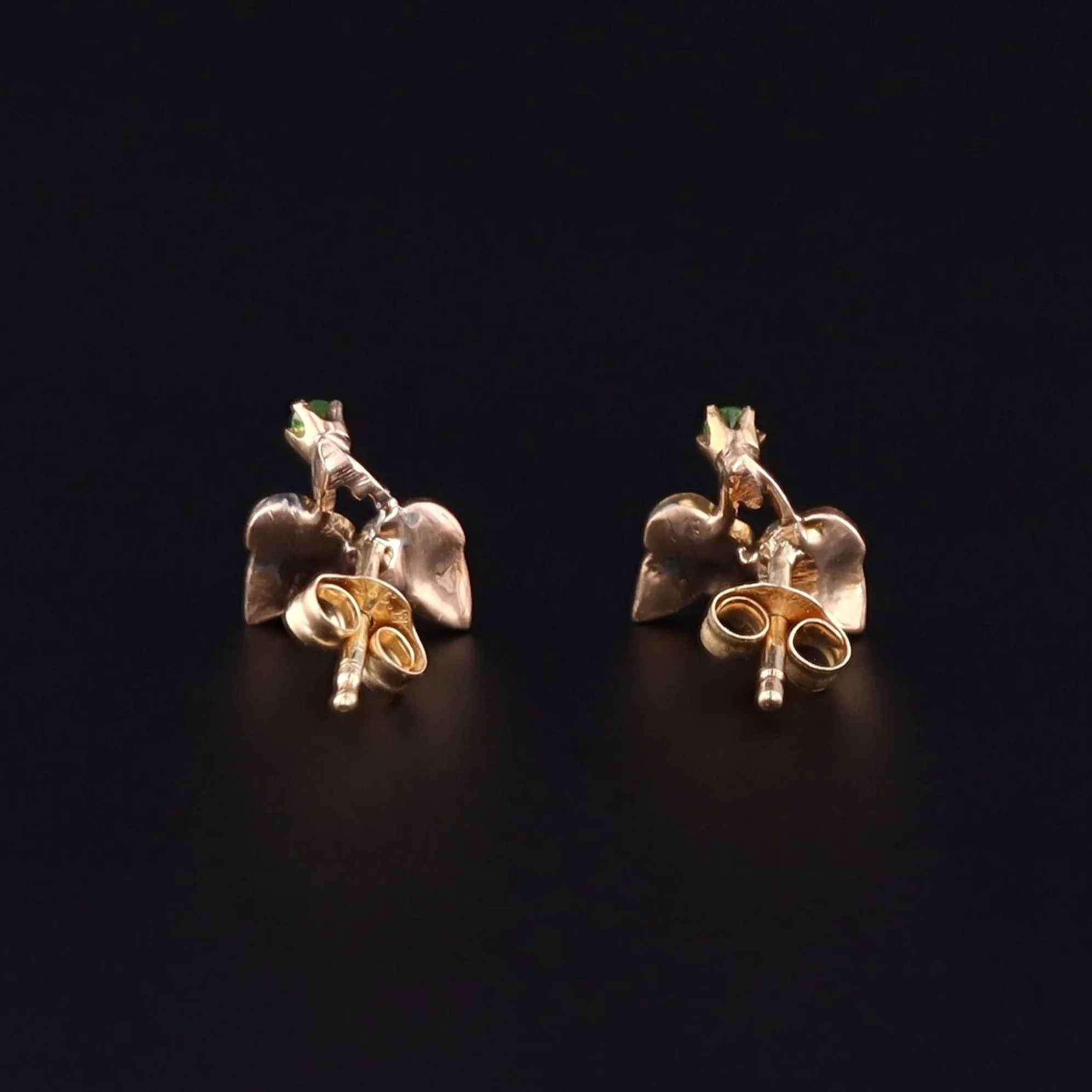 Pearl & Demantoid Garnet Flower Earrings | Antique Pin Conversion Earrings