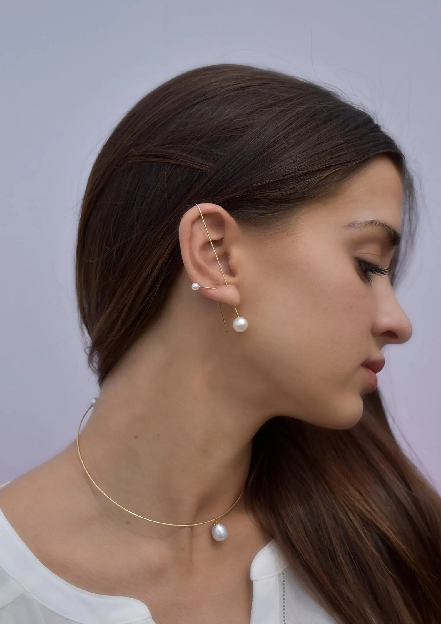Pearl Drop Needle Earring