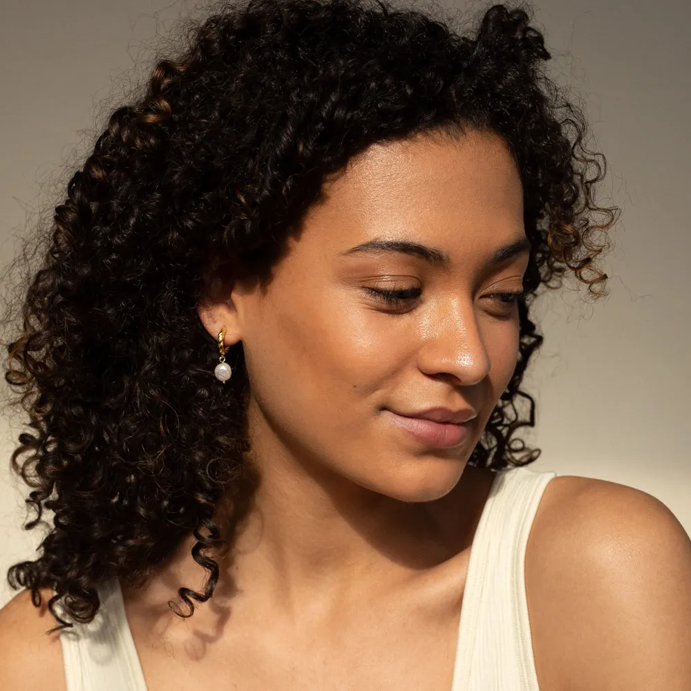 Pearl Earrings: Twist Hoops