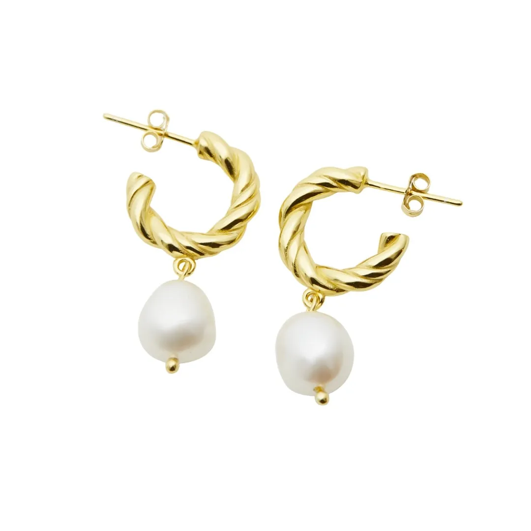 Pearl Earrings: Twist Hoops