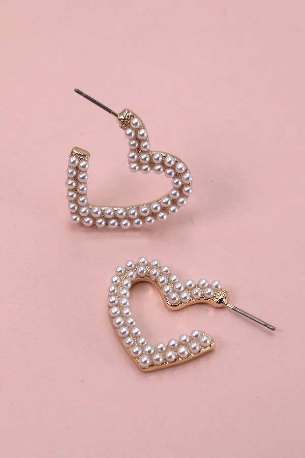 Pearl Heart Shape Hoops