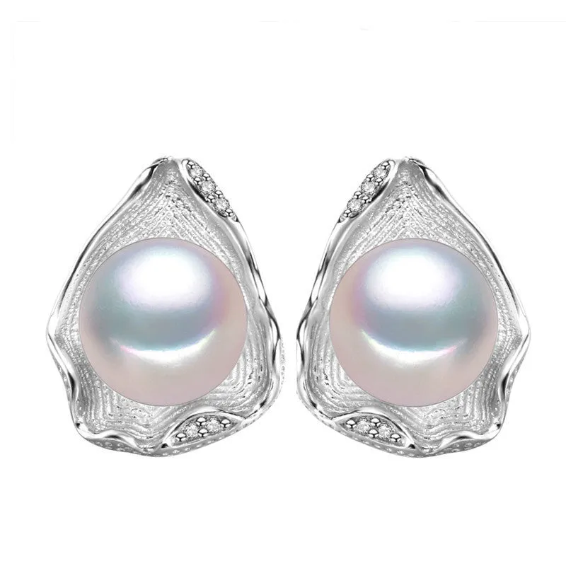 pearl jewelry natural pearl earrings freshwater pearls sterling silver jewelry bohemian charms Stud Earrings Geometric