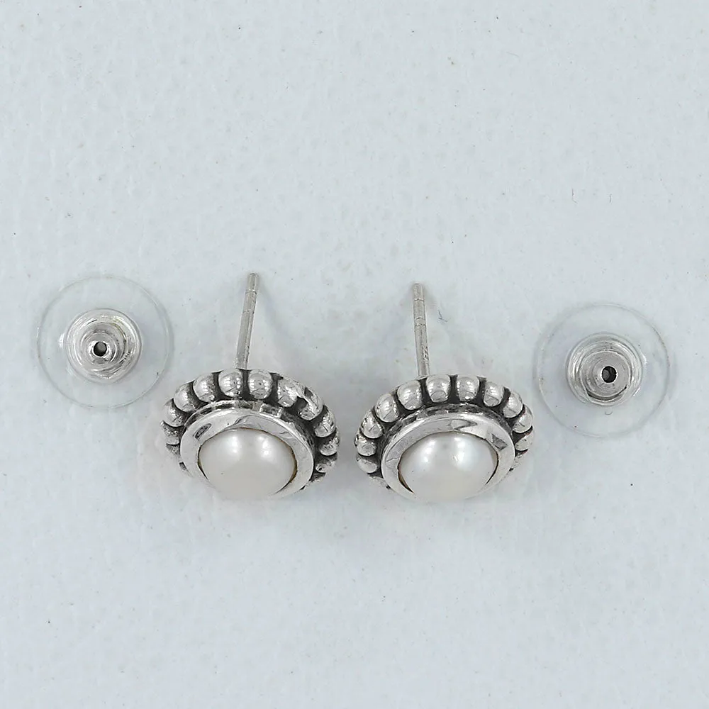 Pearl Studs Silver Earrings