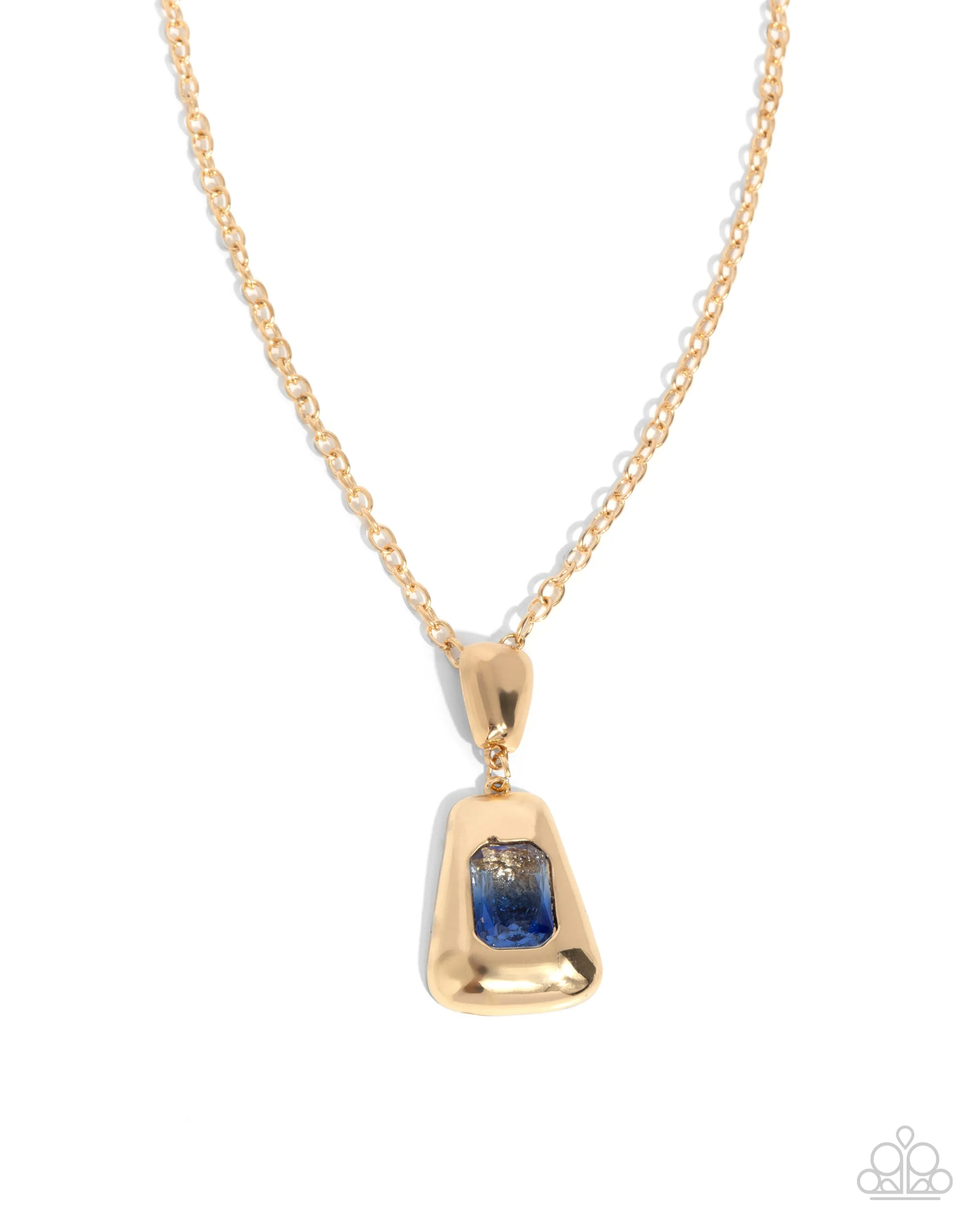 Pendant Promise - Blue - Ombre Gem Gold Pendant Paparazzi Short Necklace