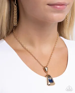 Pendant Promise - Blue - Ombre Gem Gold Pendant Paparazzi Short Necklace