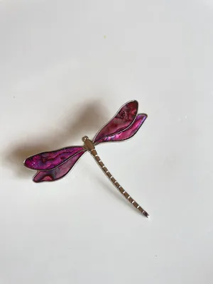 Pink and Purple Dragon Fly Brooch