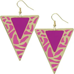 Pink Inverted Triangle Drop Earrings
