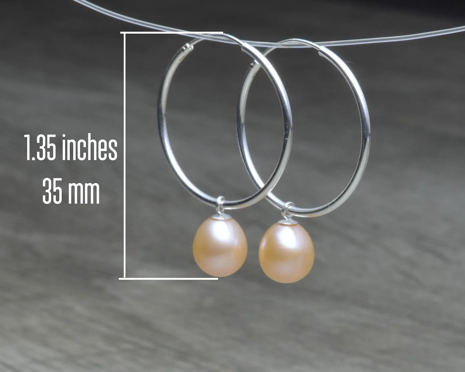 PINK PEARL HOOP EARRINGS