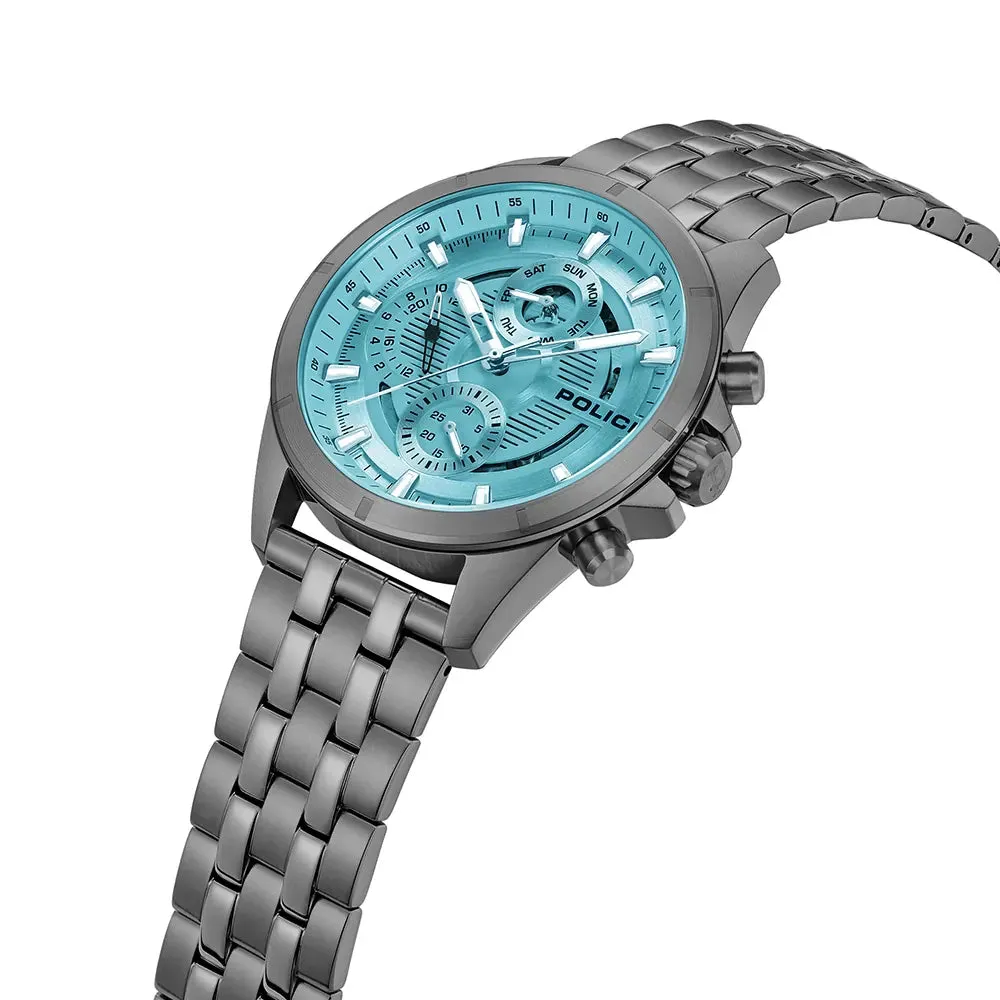 Police Malawi Gents Blue Dial Stainless Steel IP Gun Watch