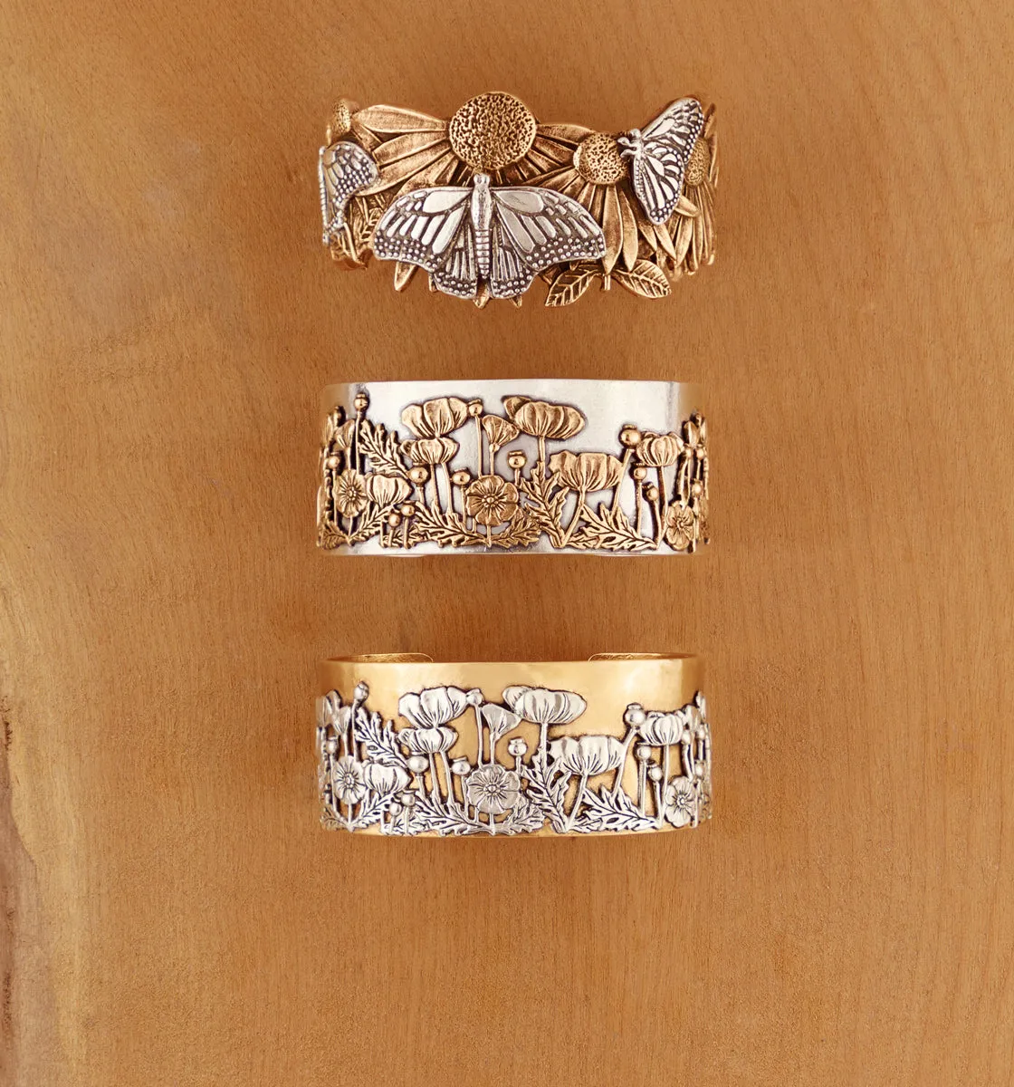 Poppy Cuff in Bronze with Silver Accents