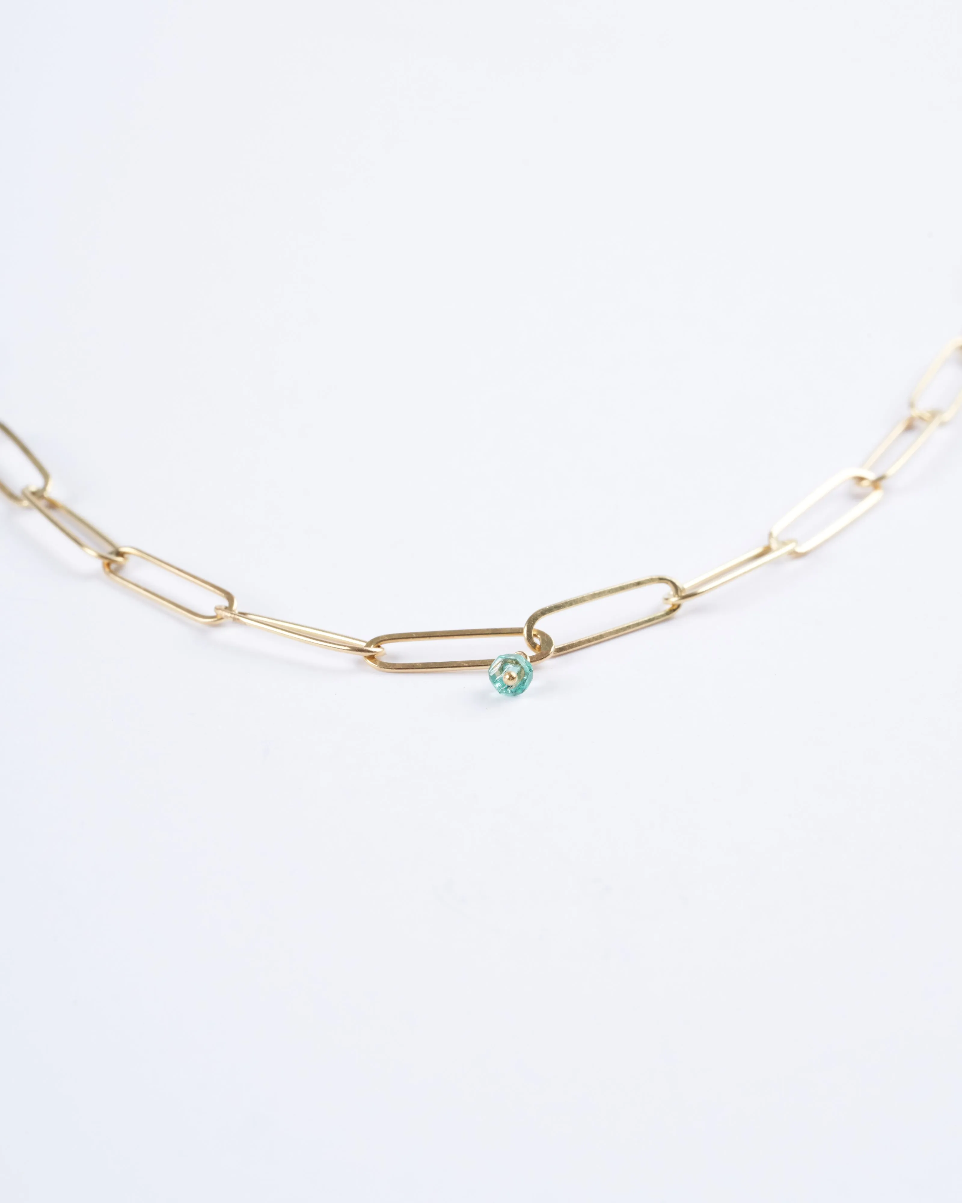 popsicle necklace with emerald beads-18" - gold