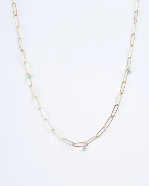 popsicle necklace with emerald beads-18" - gold