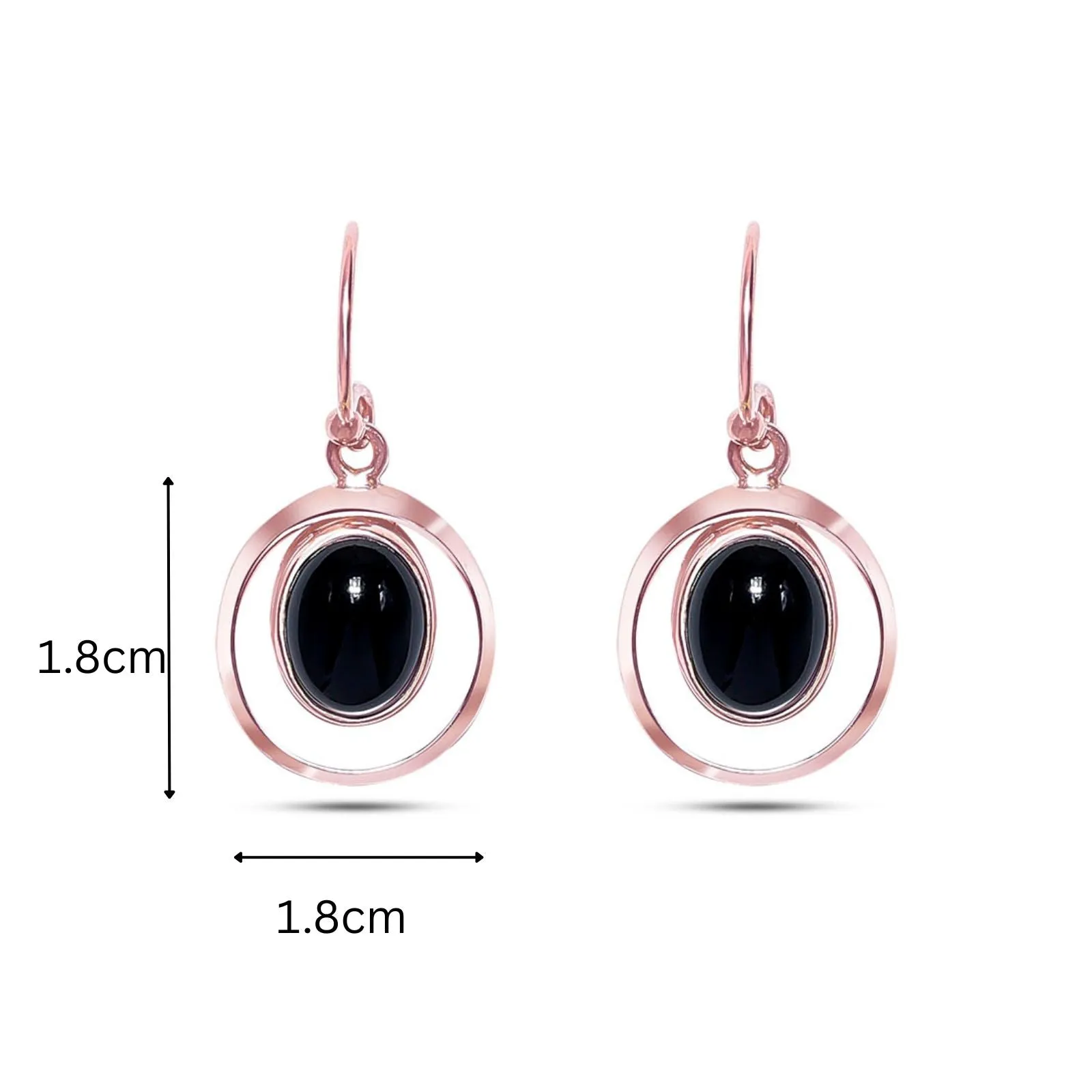 Pure Silver Earrings - Black Onyx Drop With Rose Gold Finish