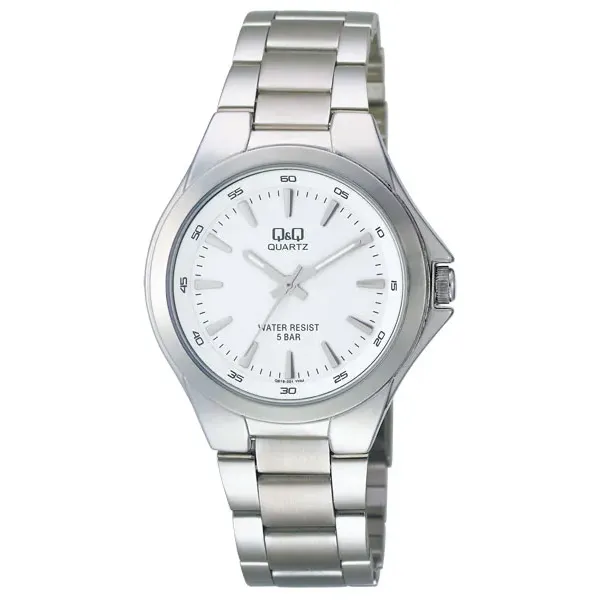 Q&Q Silver Stainless Steel White Dial Quartz Watch for Gents - Q618J204Y