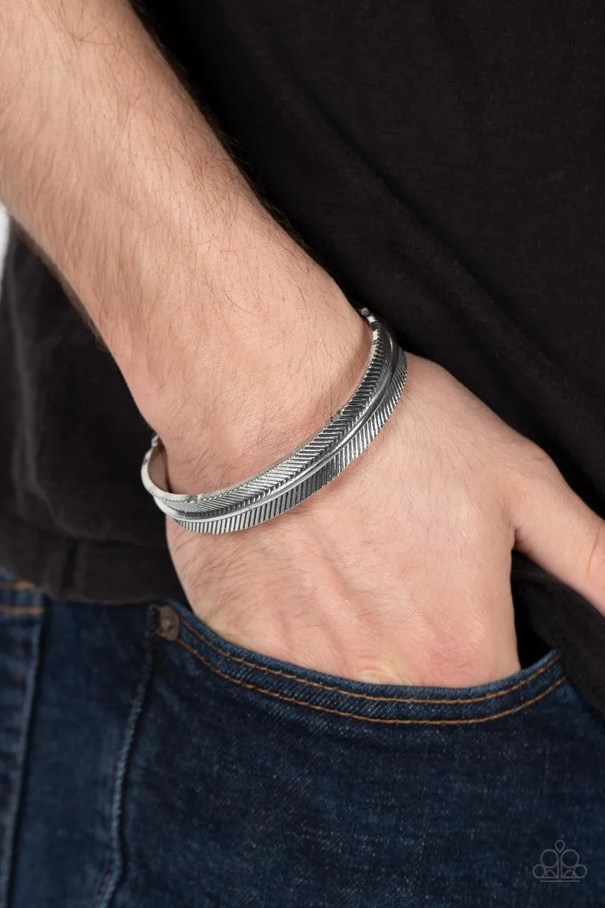 QUILL-Call Silver Paparazzi Men's Bracelet