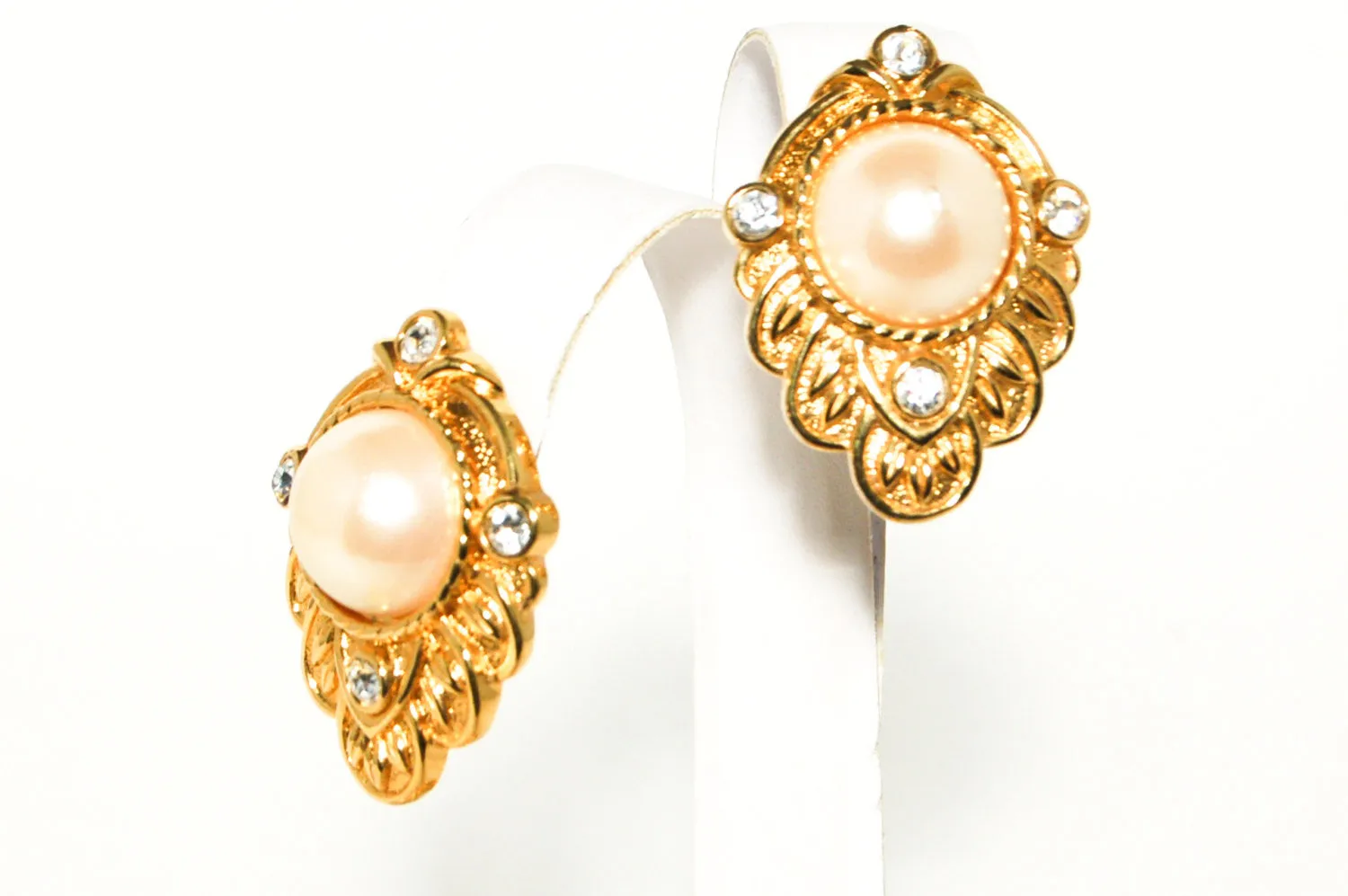 "Renaissance" Maltese Cross Gold Tone and Pearl Pendant and Earring set by Kenneth Jay Lane for Avon
