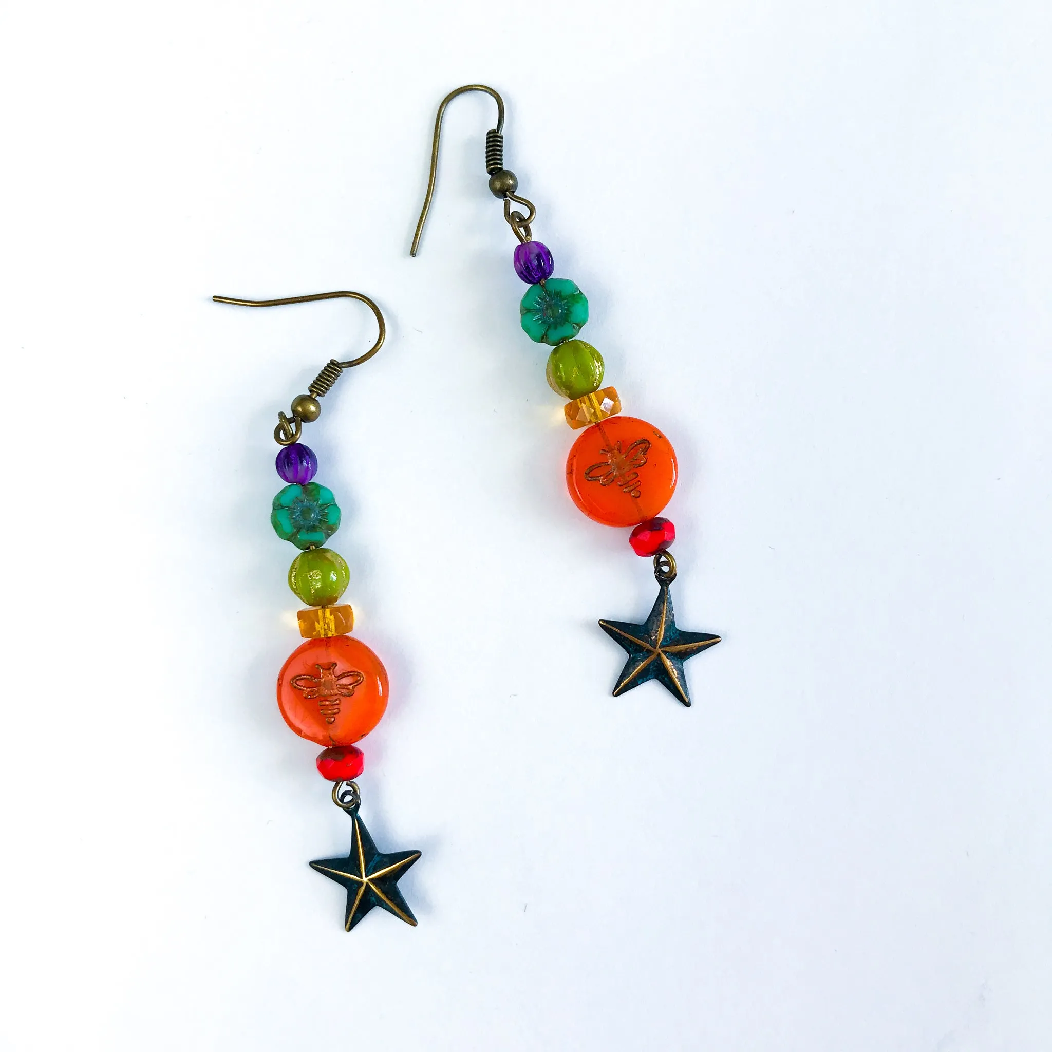 RAINBOW BEE with STAR DROP earrings