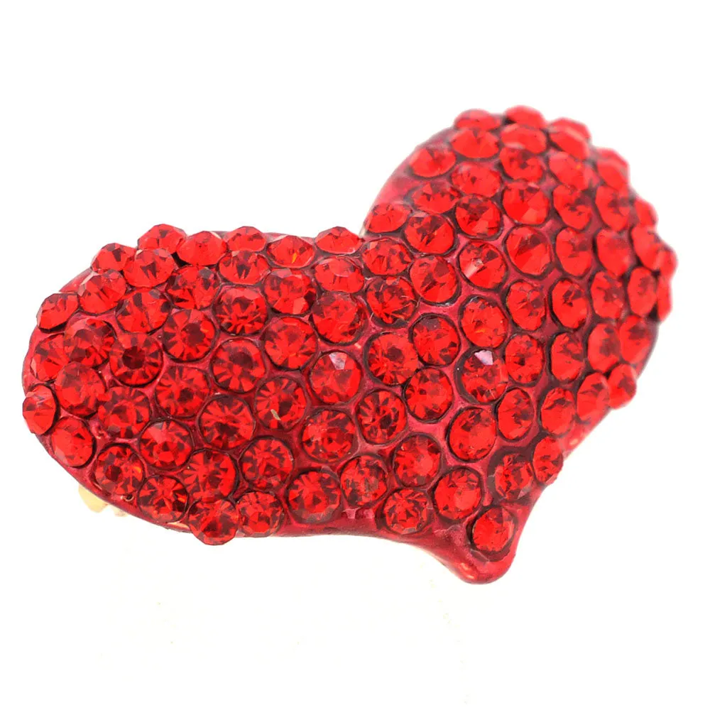 Red Heart Crystal  Pin Brooch