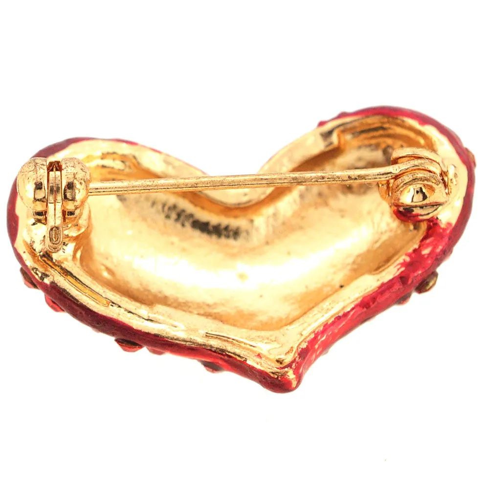 Red Heart Crystal  Pin Brooch