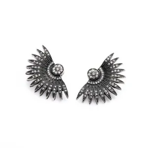 Retro Brincos Punk Style Imitation Diamond Jewelry Fan-Shapped Vintage Earrings for Women