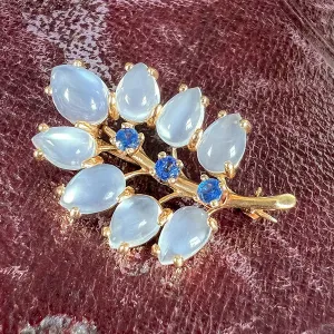 Retro Moonstone & Sapphire Pin