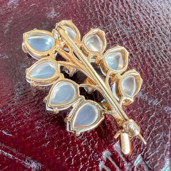 Retro Moonstone & Sapphire Pin