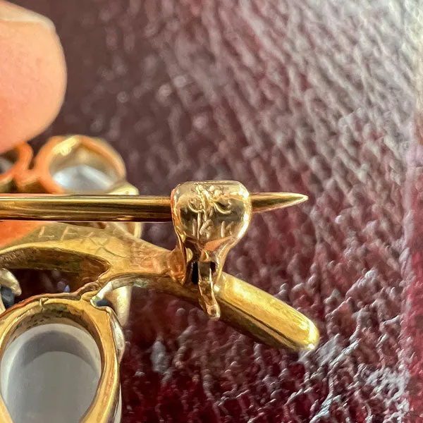 Retro Moonstone & Sapphire Pin