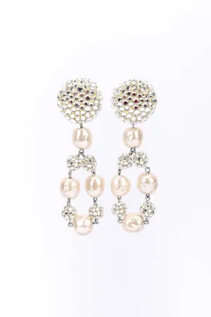 Rhinestone Ball and Pearl Drop Earrings