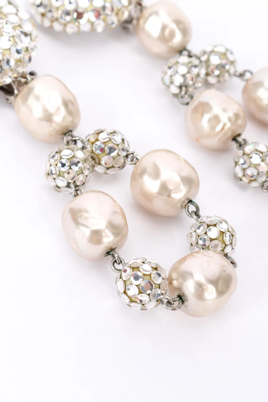 Rhinestone Ball and Pearl Drop Earrings
