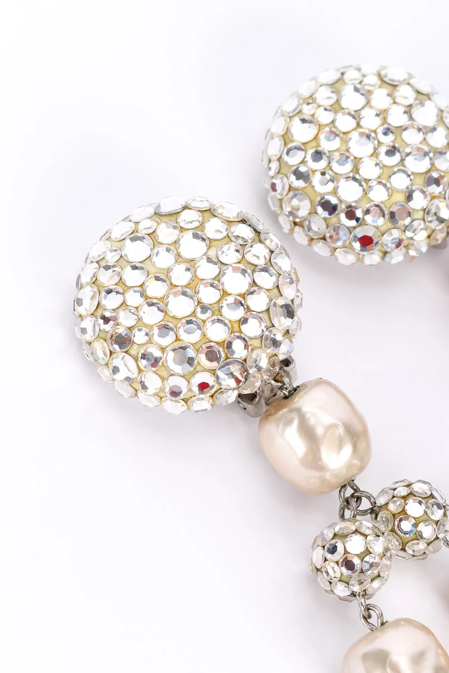 Rhinestone Ball and Pearl Drop Earrings