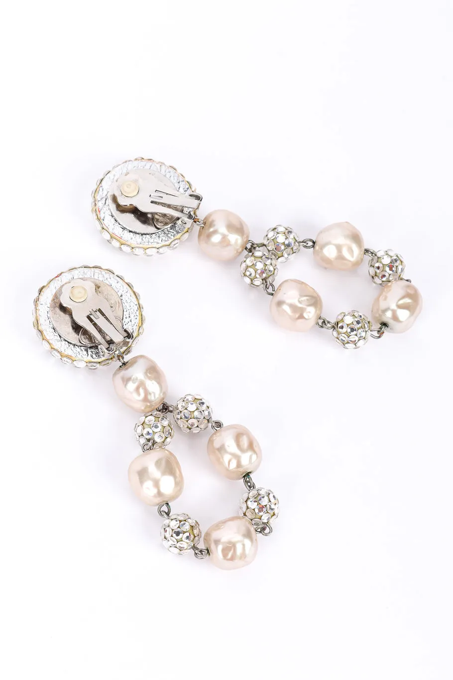 Rhinestone Ball and Pearl Drop Earrings