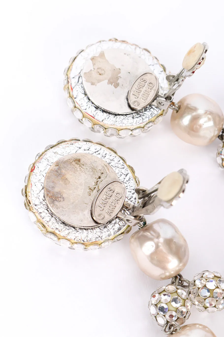 Rhinestone Ball and Pearl Drop Earrings