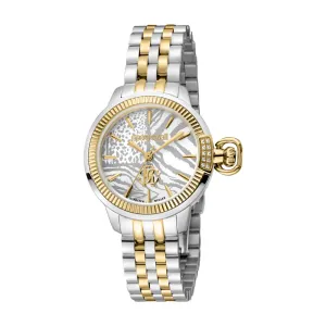 Roberto Cavalli by Franck Muller Women's Watch, Two Tone Silver & Gold Color Case, Silver Dial