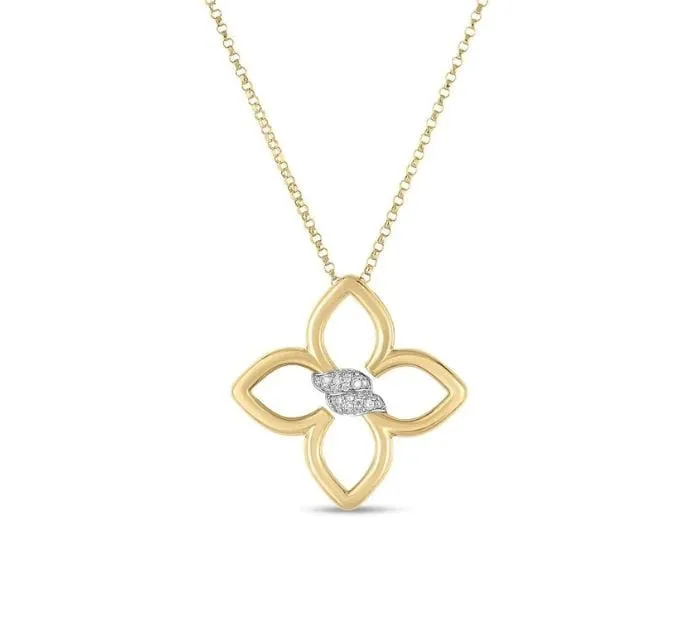 Roberto Coin 18K Yellow Gold 18" 0.08ctw Diamond Small Cialoma Necklace