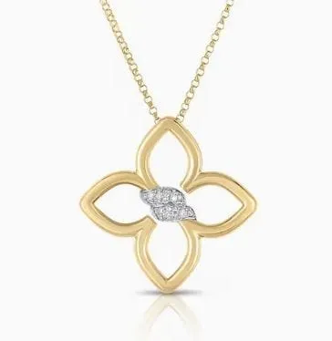 Roberto Coin 18K Yellow Gold 18" 0.08ctw Diamond Small Cialoma Necklace