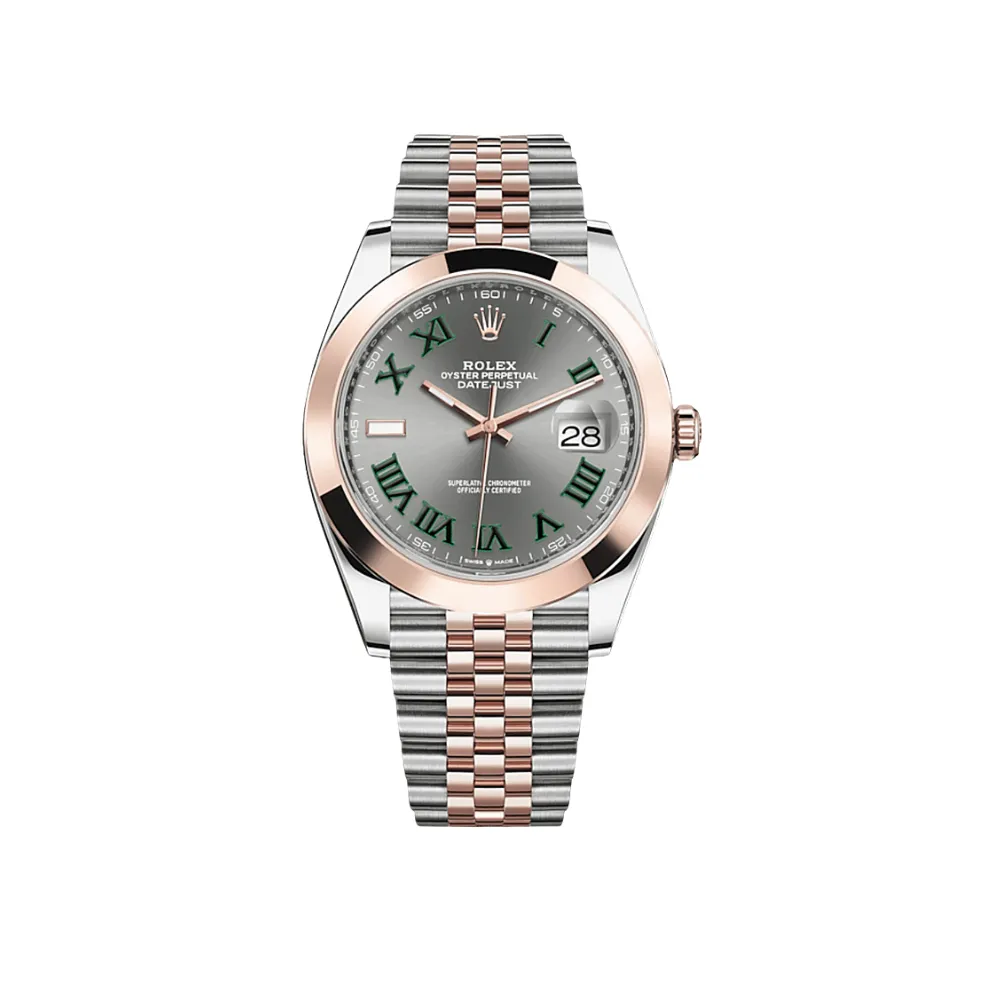 Rolex Datejust 126301 Stainless Steel Rose Gold Slate/Green Dial Jubilee