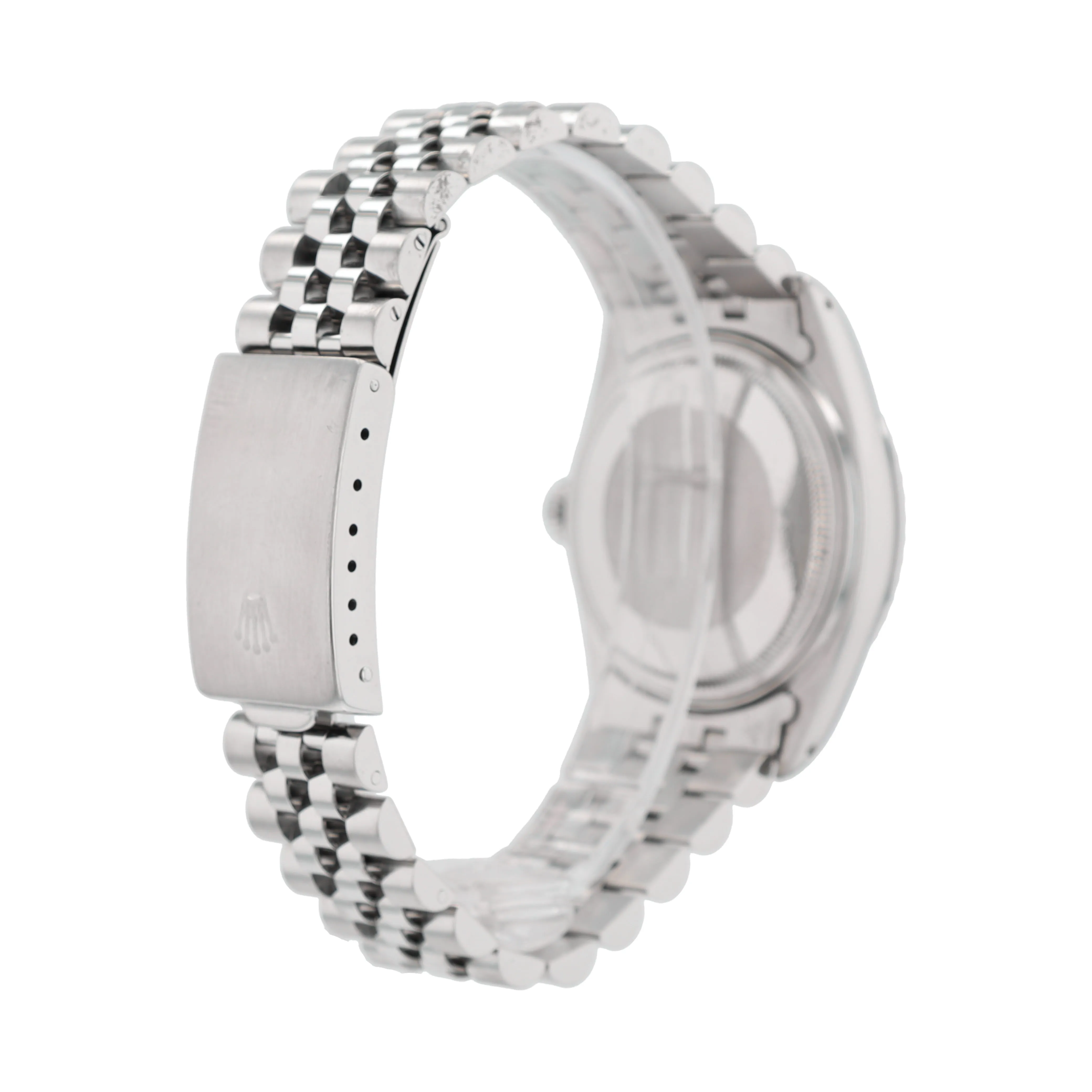 Rolex Datejust 16030 36mm Silver Stacked Index Dial Engine-Turned Bezel Jubilee Band