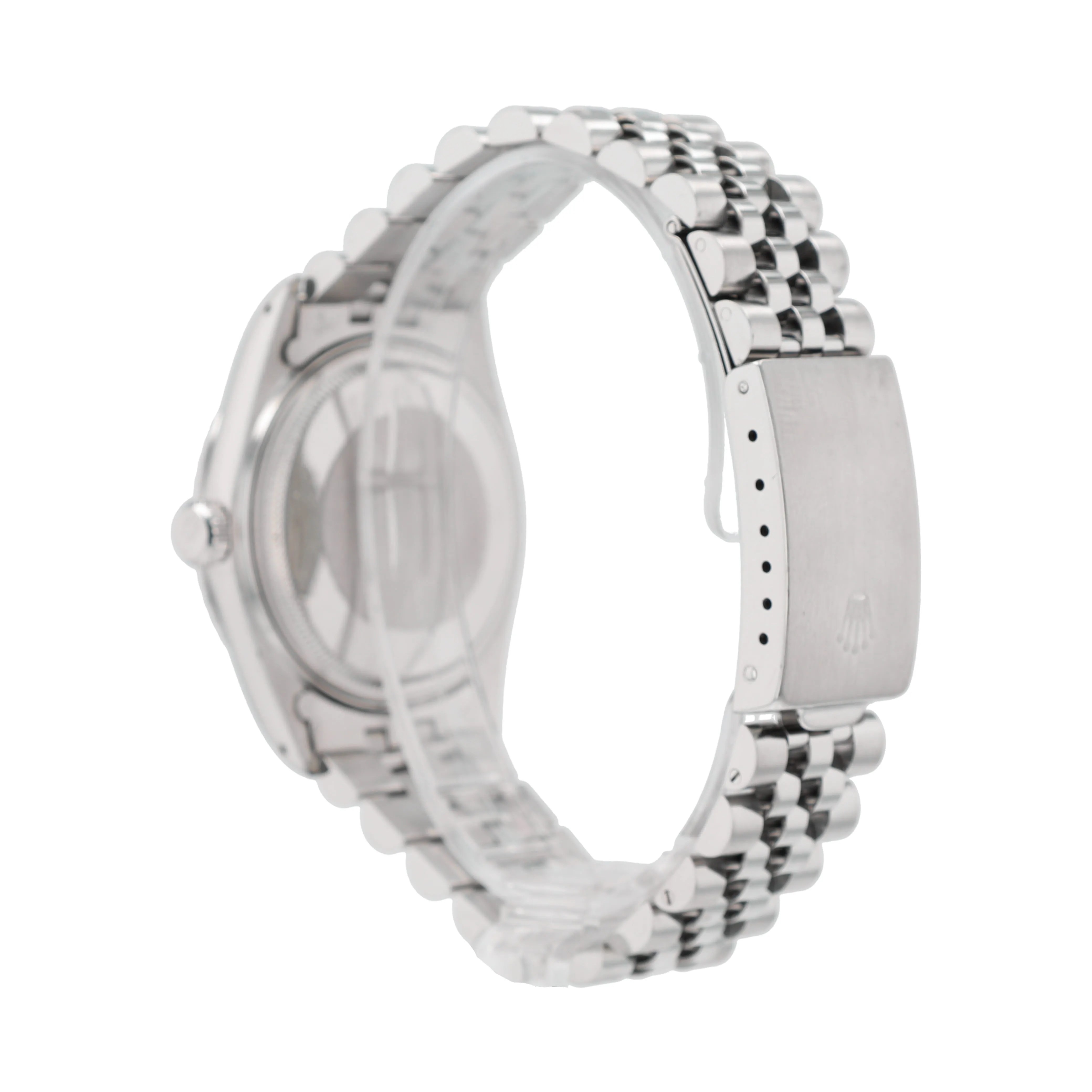 Rolex Datejust 16030 36mm Silver Stacked Index Dial Engine-Turned Bezel Jubilee Band