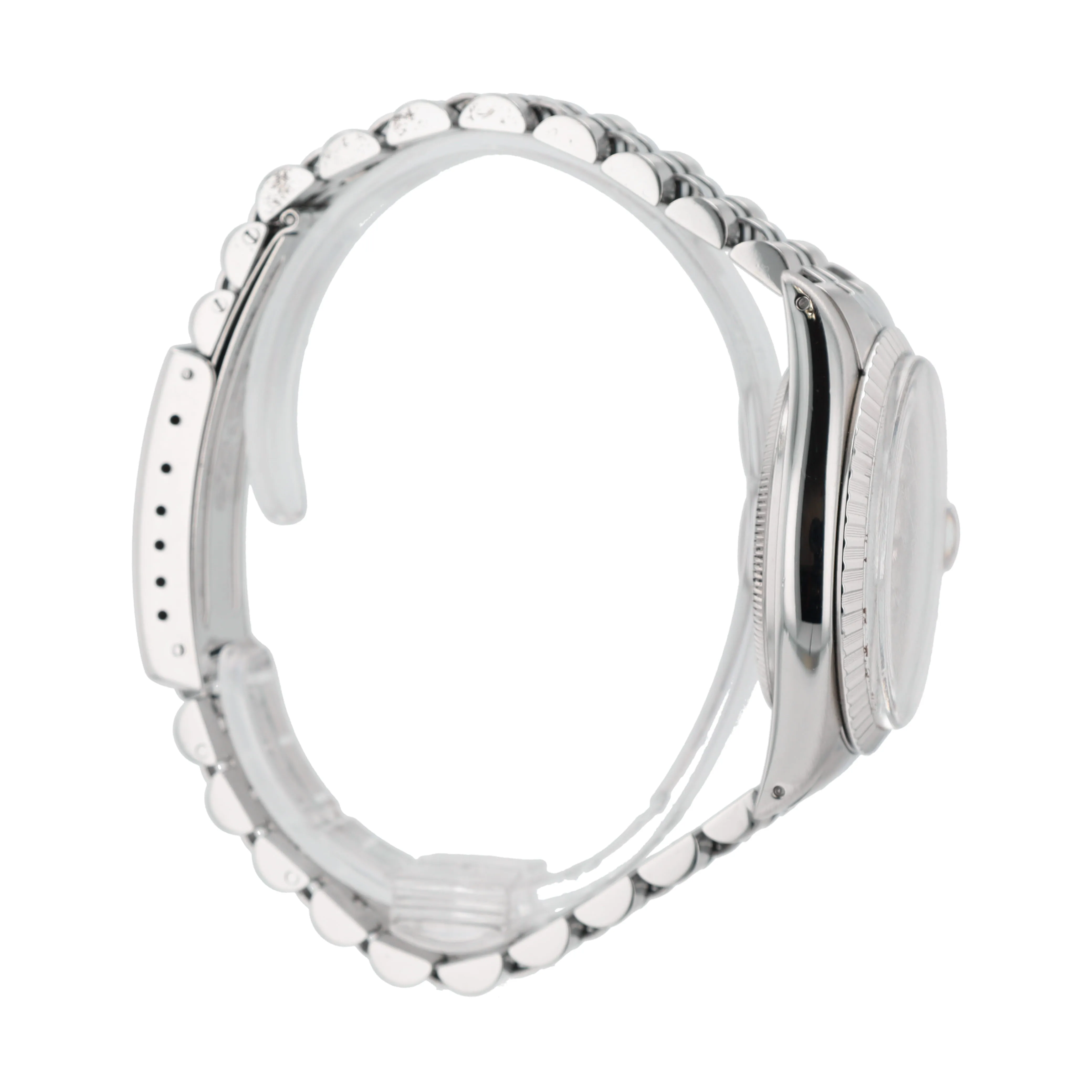 Rolex Datejust 16030 36mm Silver Stacked Index Dial Engine-Turned Bezel Jubilee Band