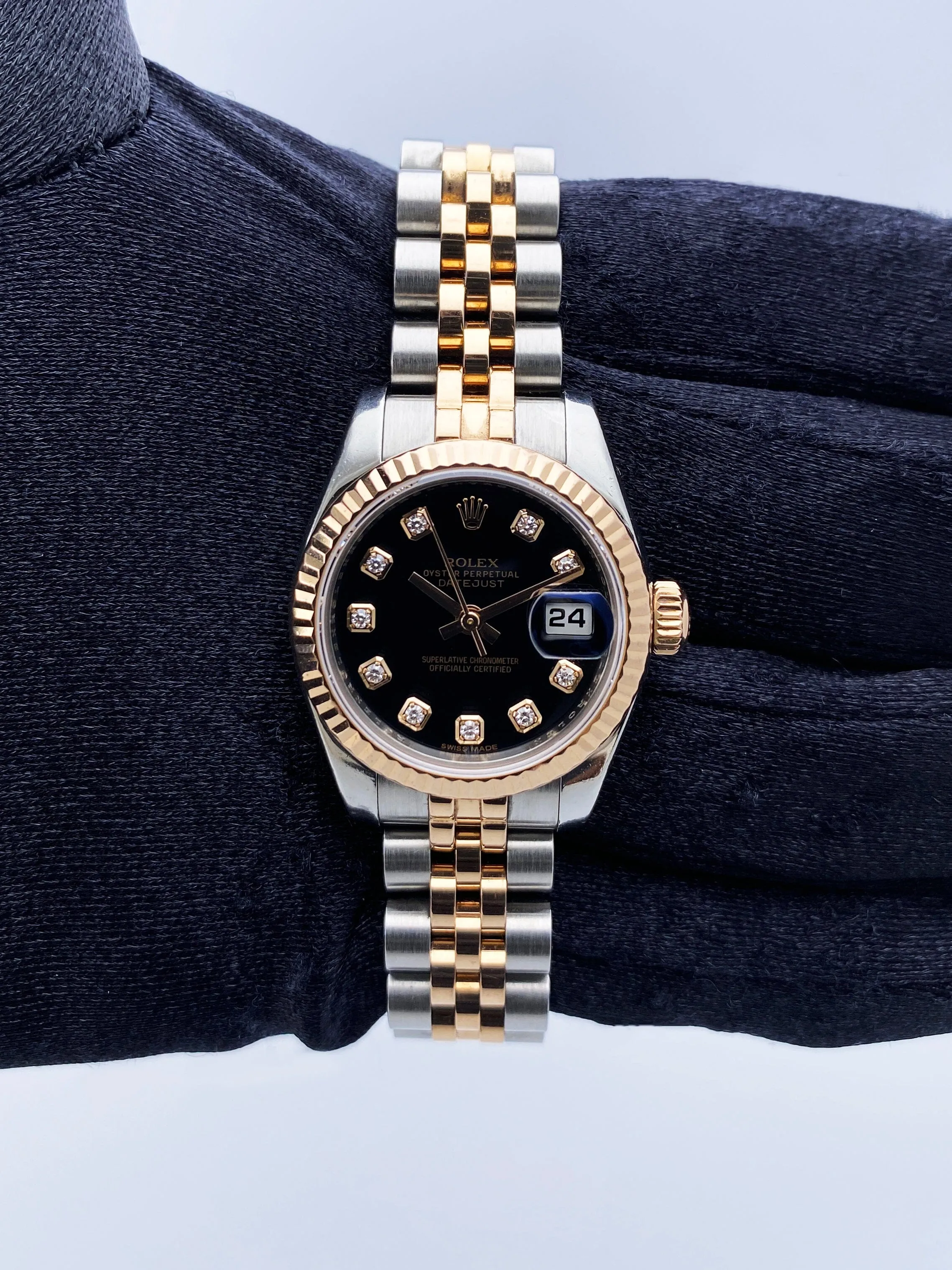 Rolex Datejust 179171 Diamond Black Dial Ladies Watch Box Papers