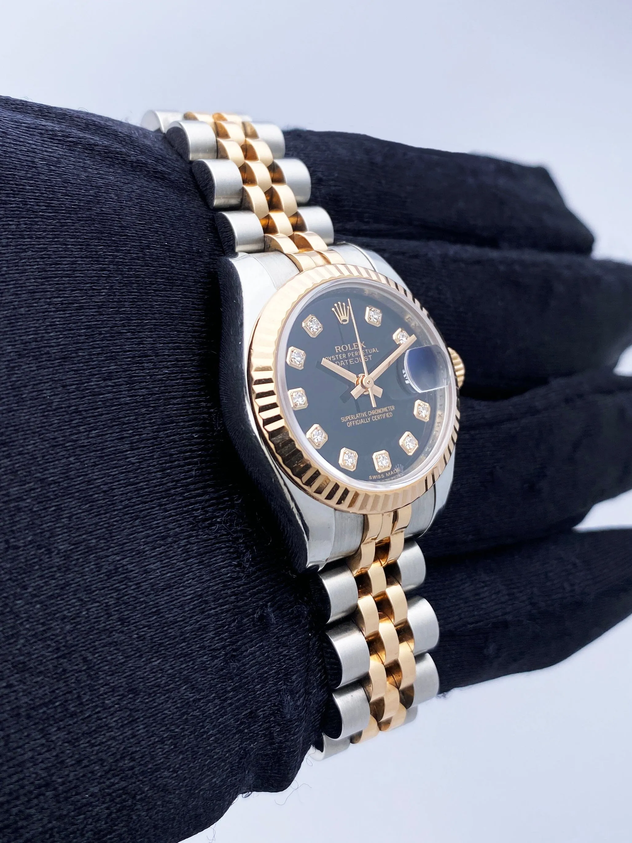 Rolex Datejust 179171 Diamond Black Dial Ladies Watch Box Papers