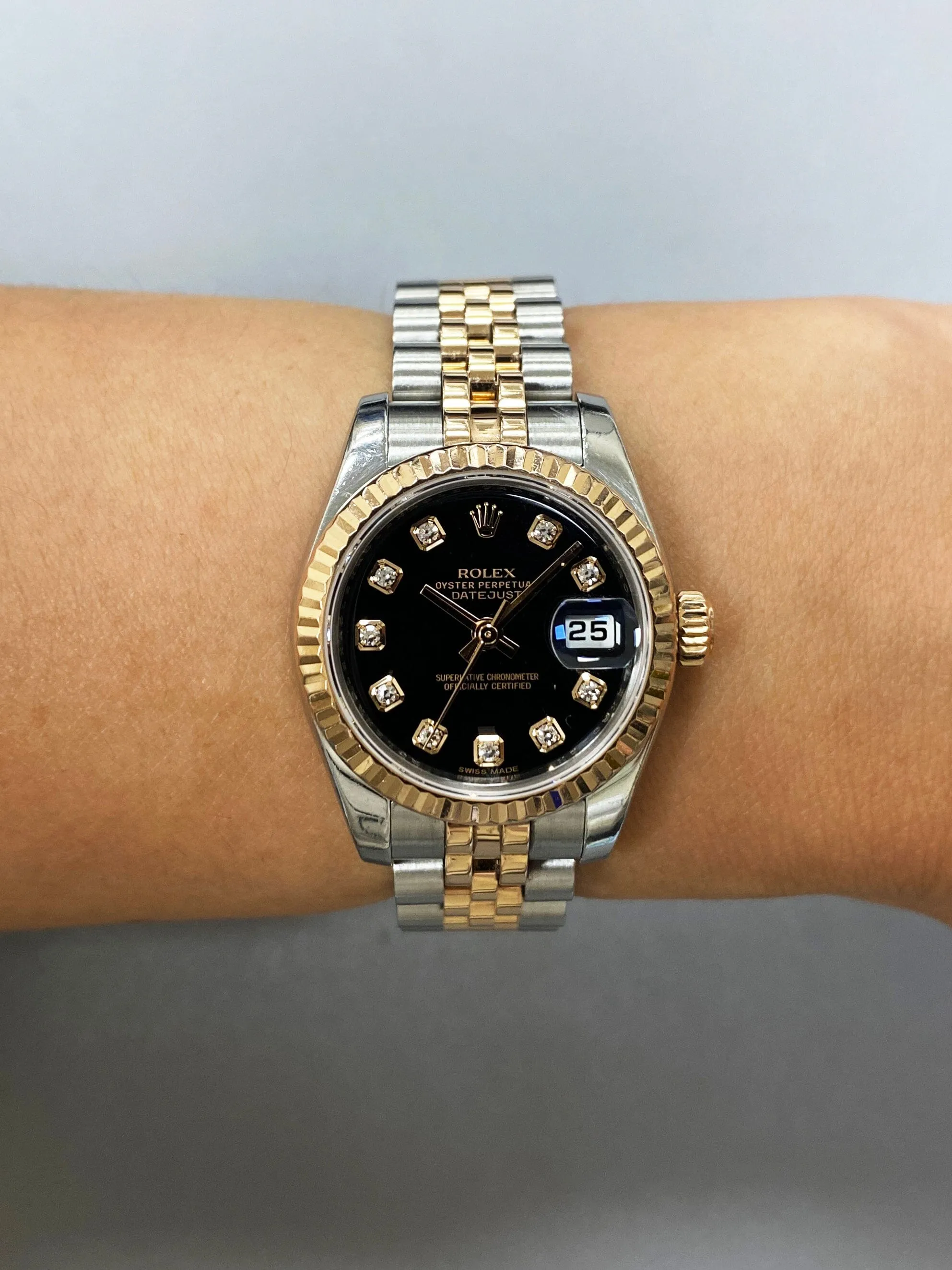 Rolex Datejust 179171 Diamond Black Dial Ladies Watch Box Papers