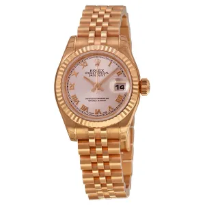 Rolex Lady-Datejust 26 White Dial 18K Rose Gold President Automatic Ladies Watch 179175WRP